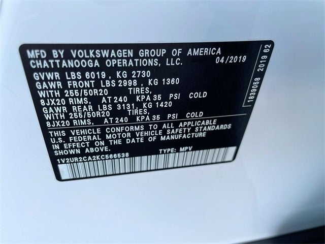 2019 Volkswagen Atlas 3.6L V6 SE w/Technology