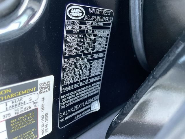 2020 Land Rover Range Rover Velar P250 R-Dynamic S