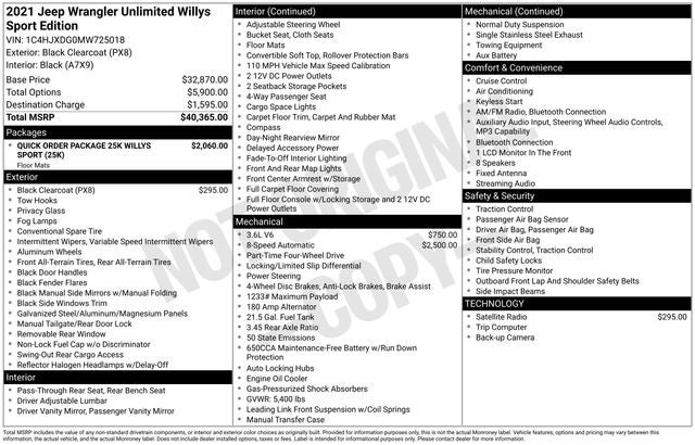 2021 Jeep Wrangler Unlimited Willys