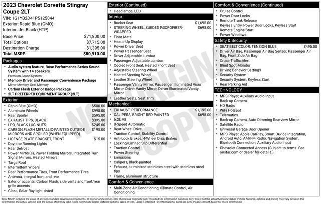 2023 Chevrolet Corvette Stingray 2LT