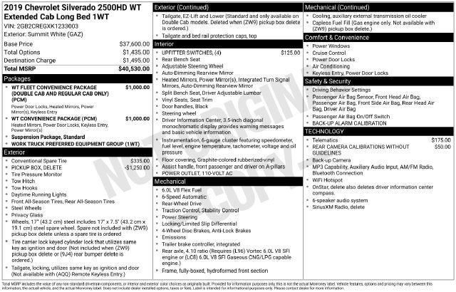 2019 Chevrolet Silverado 2500 HD Work Truck