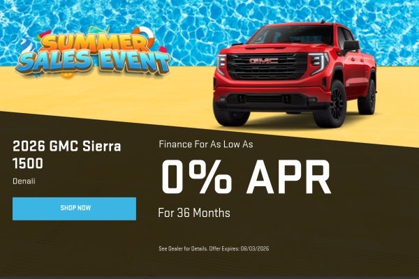 A 0% APR finance offer for the 2026 GMC Sierra 1500