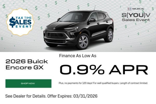 A finance offer for the 2026 Encore GX at Romain Buick GMC