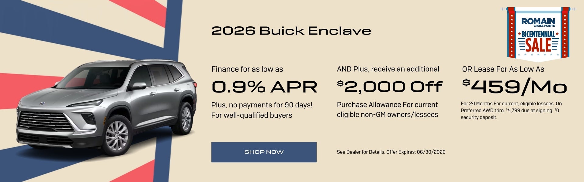 Lease & finance offers for a 2026 Buick Enclave